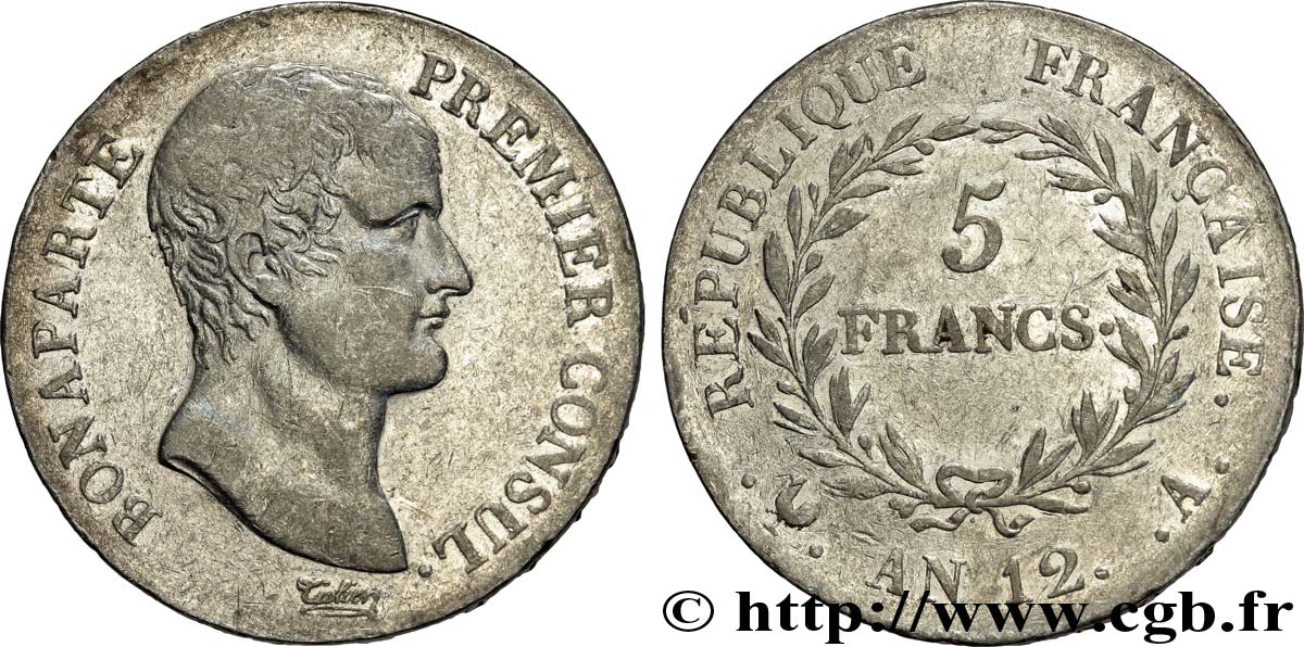 5 francs Bonaparte Premier Consul 1804 Paris F.301/9 MBC40 