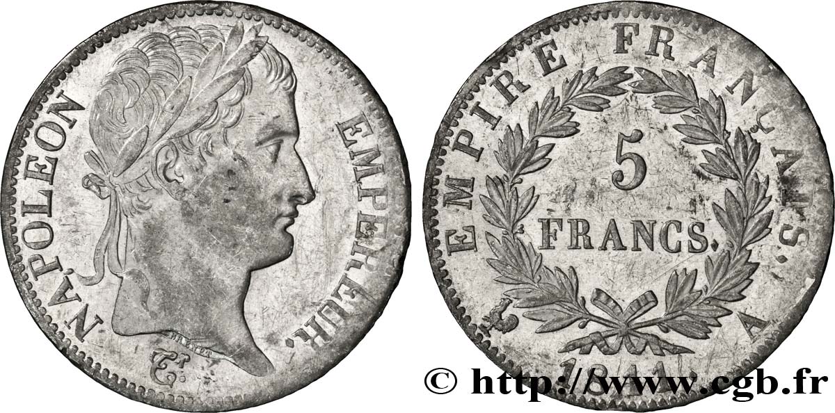 5 francs Napoléon Empereur, Empire français 1811 Paris F.307/27 AU55 