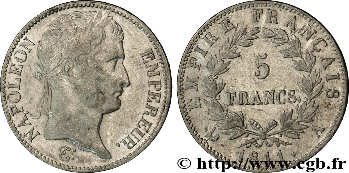 5 francs Napoléon Empereur, Empire français 1811 Paris F.307/27 TTB42 