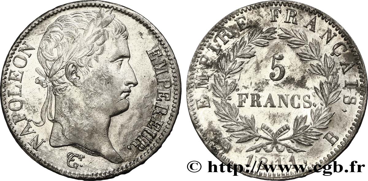 5 francs Napoléon Empereur, Empire français 1811 Rouen F.307/28 SS52 