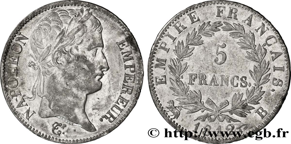 5 francs Napoléon Empereur, Empire français 1812 Rouen F.307/42 q.SPL 
