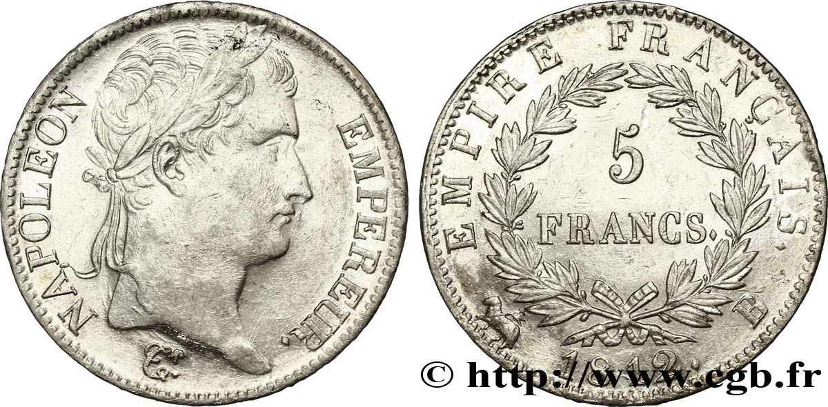 5 francs Napoléon Empereur, Empire français 1812 Rouen F.307/42 TTB50 