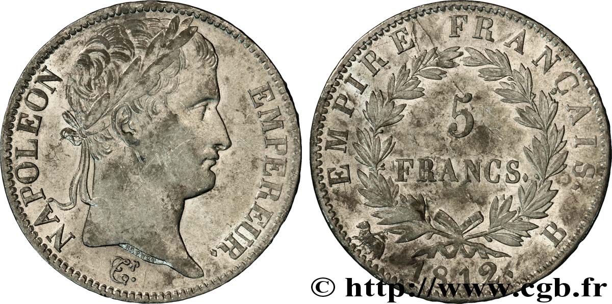5 francs Napoléon Empereur, Empire français 1812 Rouen F.307/42 MBC48 