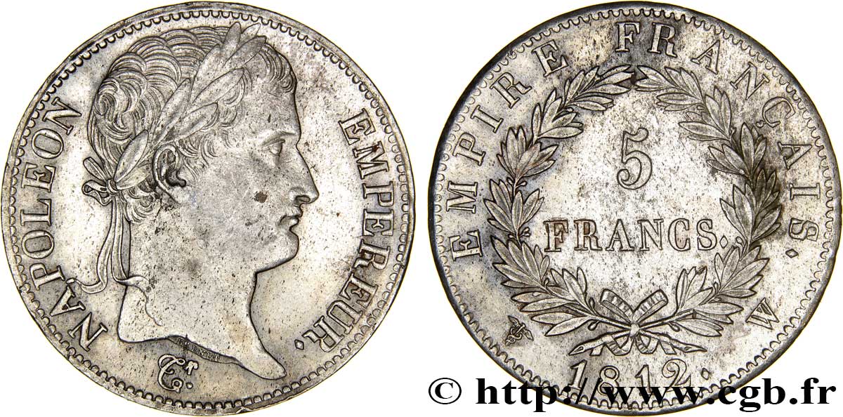 5 francs Napoléon Empereur, Empire français 1812 Lille F.307/57 TTB48 