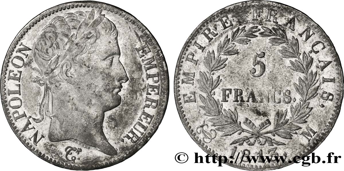 5 francs Napoléon Empereur, Empire français 1813 Toulouse F.307/68 TTB45 