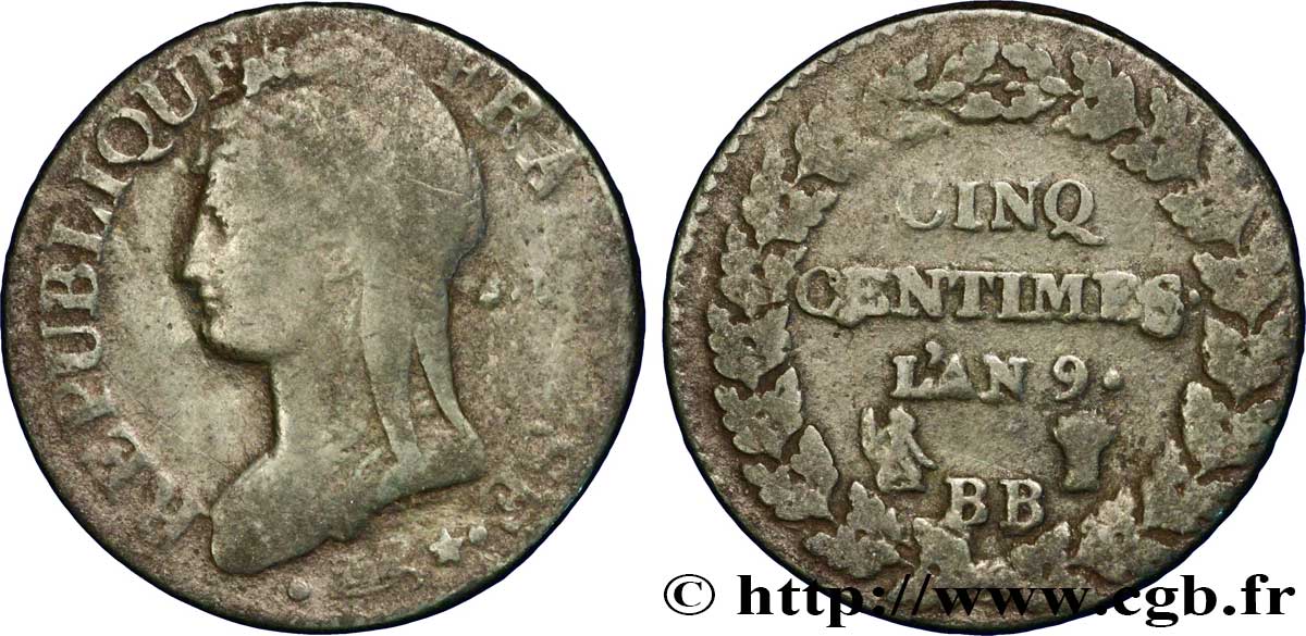 Cinq centimes Dupré, grand module 1801 Strasbourg F.115/154 BC15 