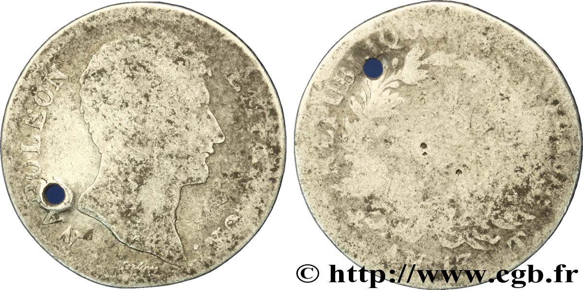 1 franc Napoléon Empereur, Calendrier révolutionnaire 1805 Nantes F.201/26 AB3 