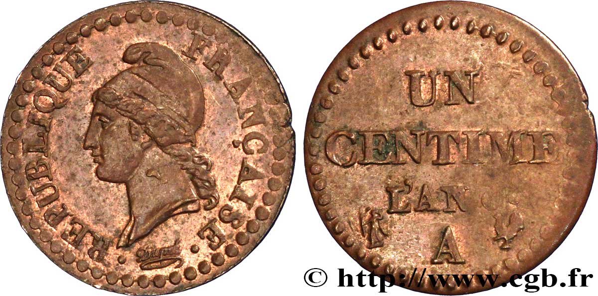 Un centime Dupré, petit 6 1798 Paris F.100/2 SUP60 