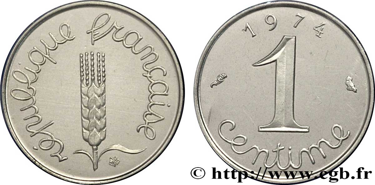 Piéfort acier de 1 centime Épi 1974 Pessac F.106/25P FDC70 