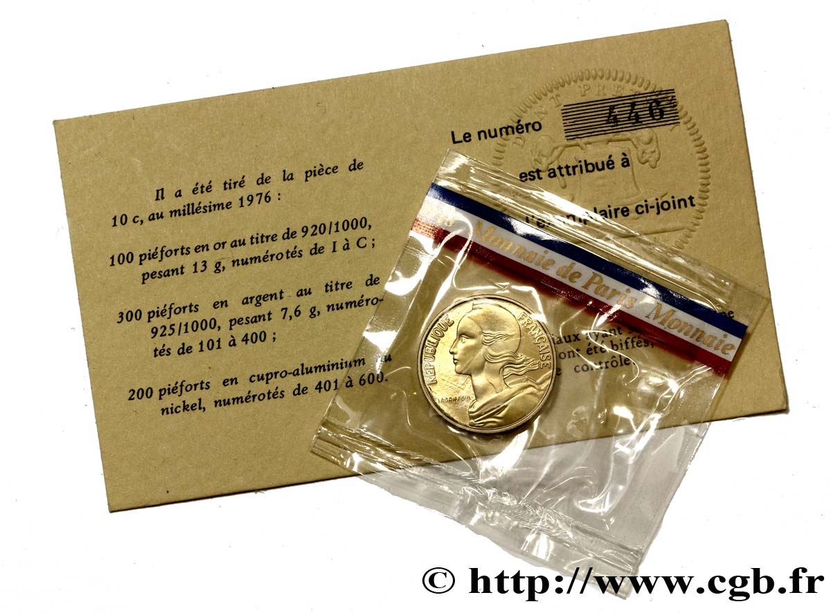 Piéfort Br-Al de 10 centimes Marianne 1976 Pessac F.144/16P FDC70 