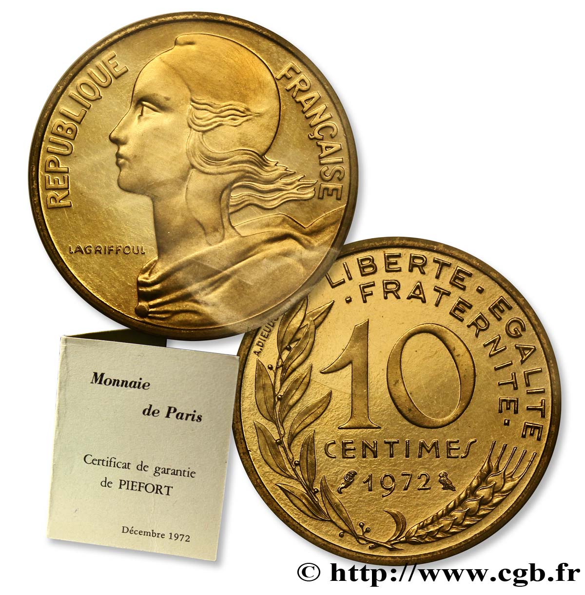 Piéfort Br-Al de 10 centimes Marianne 1972 Paris F.144/12P FDC70 