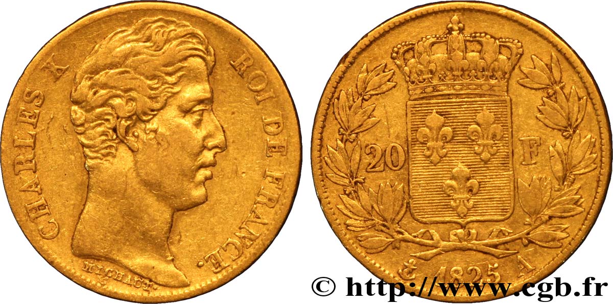 20 francs or Charles X 1825 Paris F.520/1 SS45 