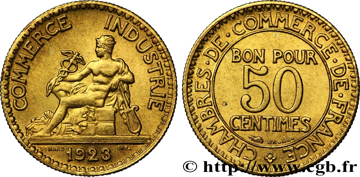 50 centimes Chambres de Commerce 1923 Paris F.191/5 SPL63 