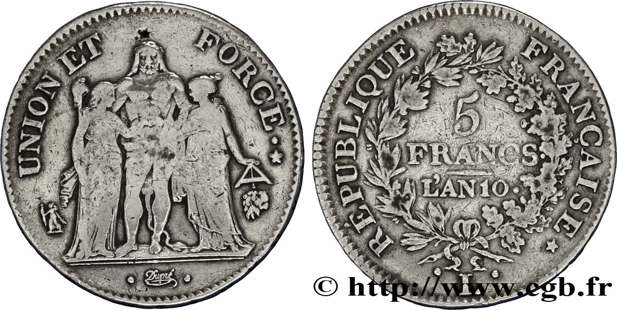5 francs Union et Force, Union serré, seulement glands intérieurs 1802 Bayonne F.288/181 BC22 