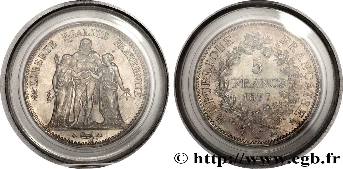 5 francs Hercule 1877 Bordeaux F.334/20 MS63 