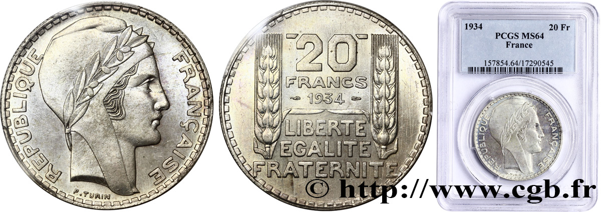 20 francs Turin 1934  F.400/6 SPL64 