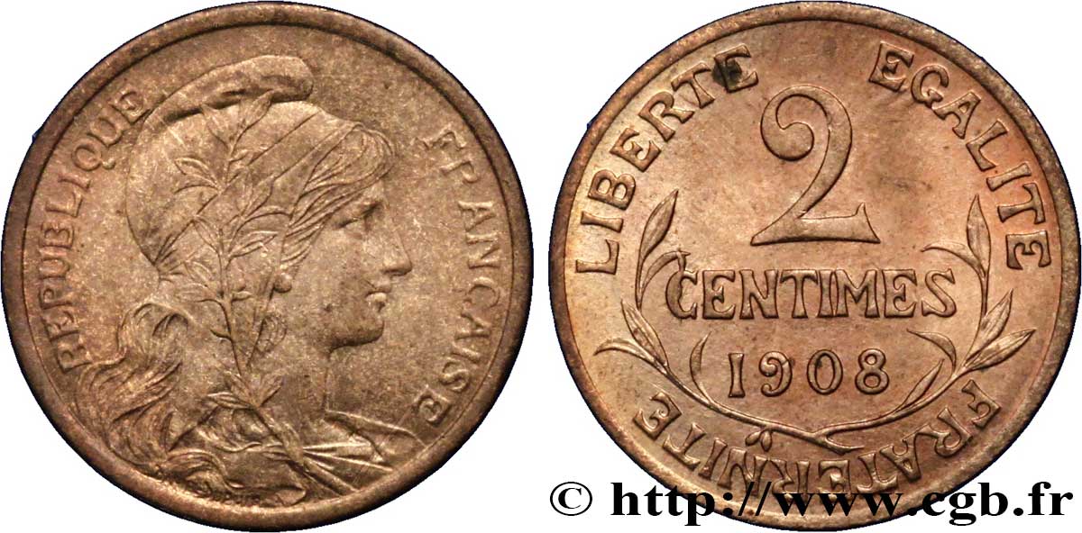2 centimes Daniel-Dupuis 1908 Paris F.110/11 MS62 