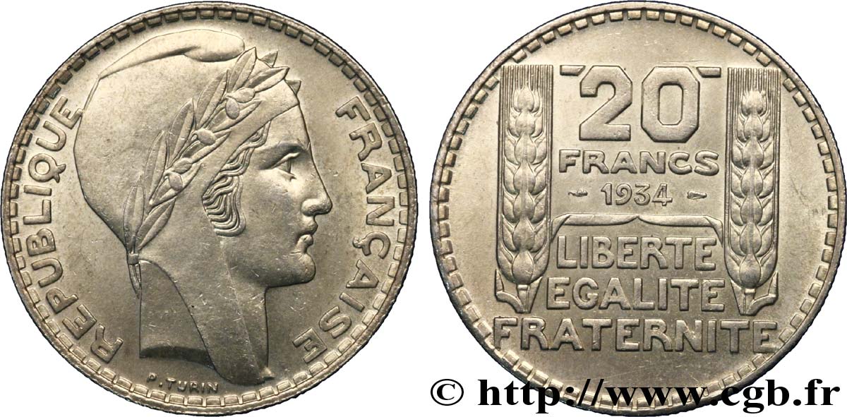 20 francs Turin 1934  F.400/6 SUP60 