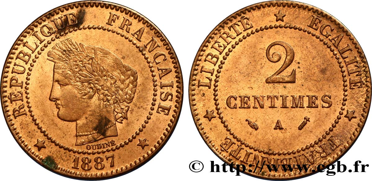 2 centimes Cérès 1887 Paris F.109/13 SUP60 