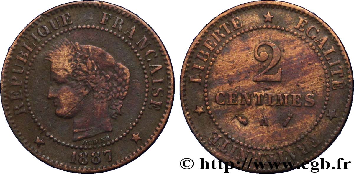 2 centimes Cérès 1887 Paris F.109/13 BC20 