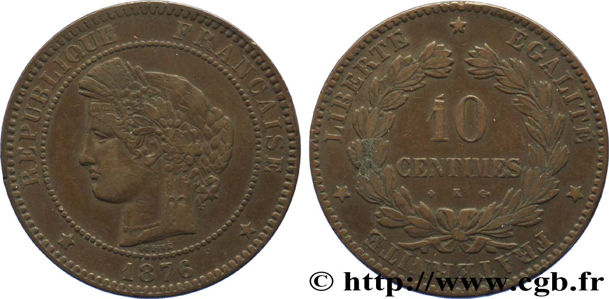 10 centimes Cérès 1876 Bordeaux F.135/17 MBC45 