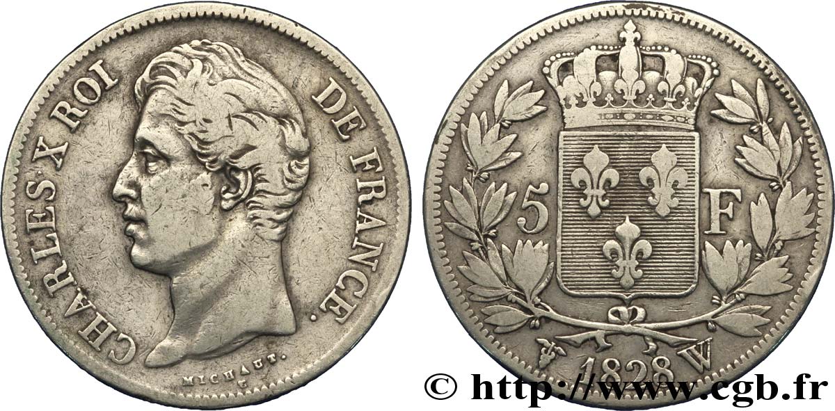 5 francs Charles X, 2e type 1828 Lille F.311/26 TB25 