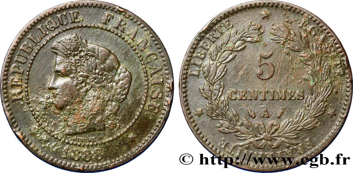 5 centimes Cérès 1888 Paris F.118/30 VF 