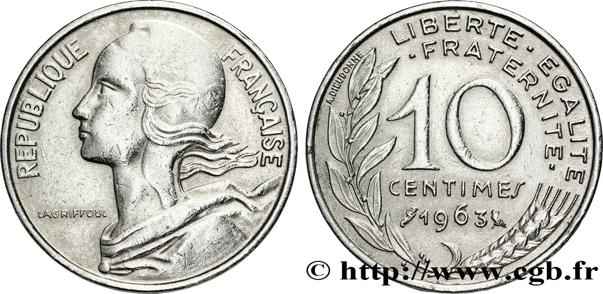 10 centimes Marianne 1963 Paris F.144/3 var. MBC48 
