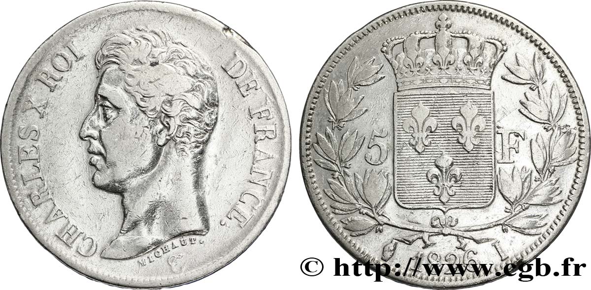 5 francs Charles X, 1er type 1826 Limoges F.310/20 VF35 