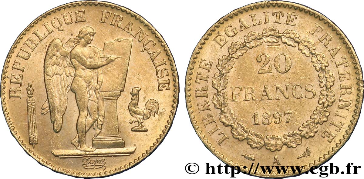 20 francs or Génie, Troisième République 1897 Paris F.533/22 EBC58 