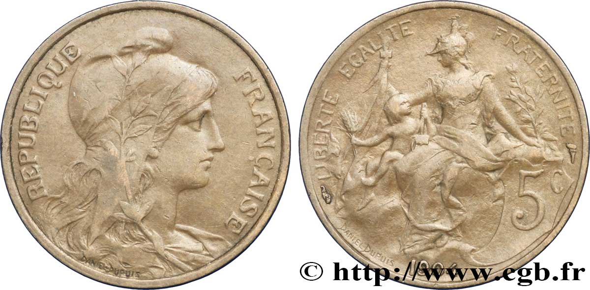 5 centimes Daniel-Dupuis 1904  F.119/14 TTB48 