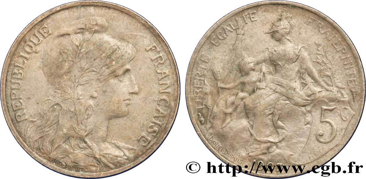 5 centimes Daniel-Dupuis 1907  F.119/17 TTB48 