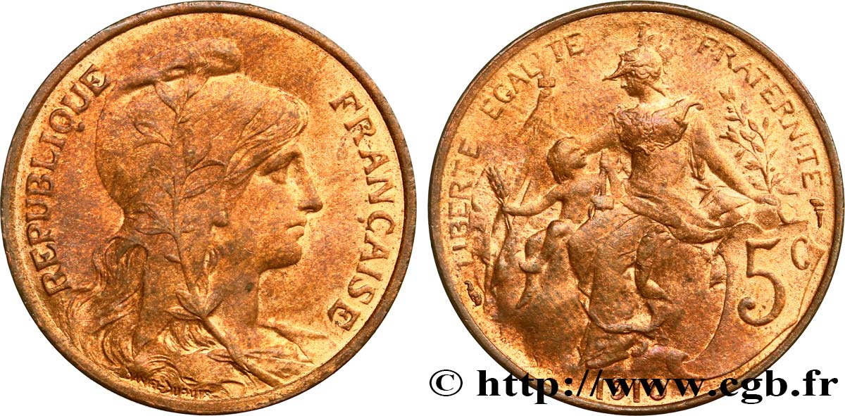 5 centimes Daniel-Dupuis 1910  F.119/22 SUP60 