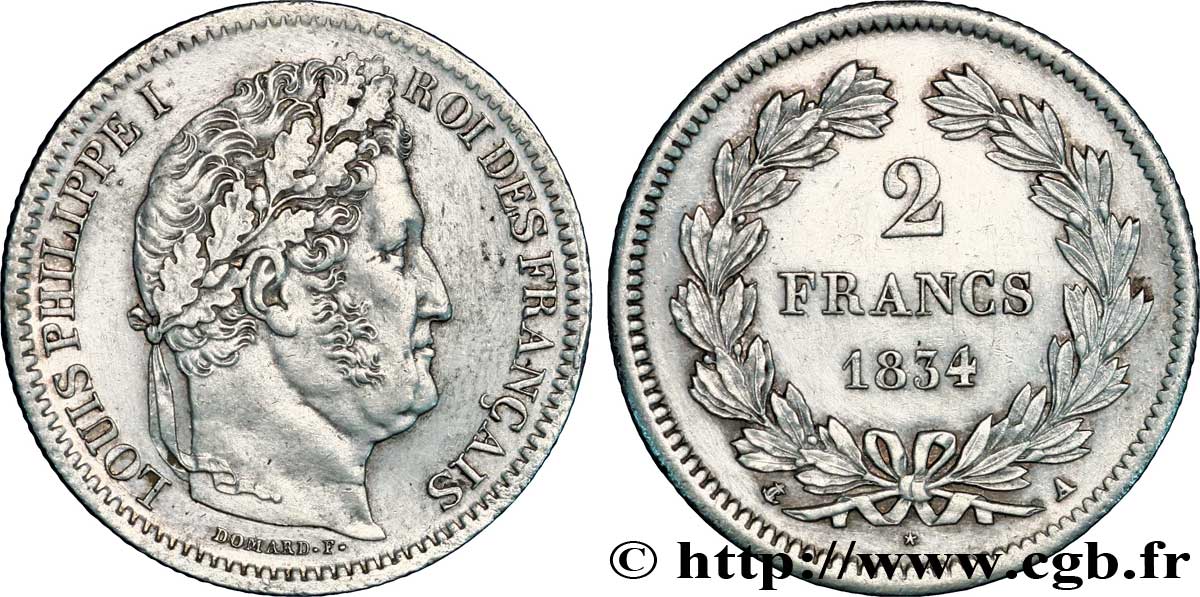 2 francs Louis-Philippe 1834 Paris F.260/29 TTB50 