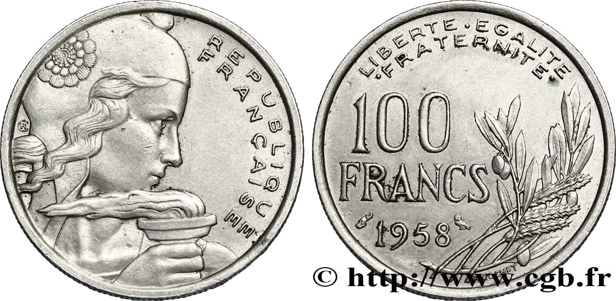 100 francs Cochet, chouette 1958  F.450/13 TTB52 