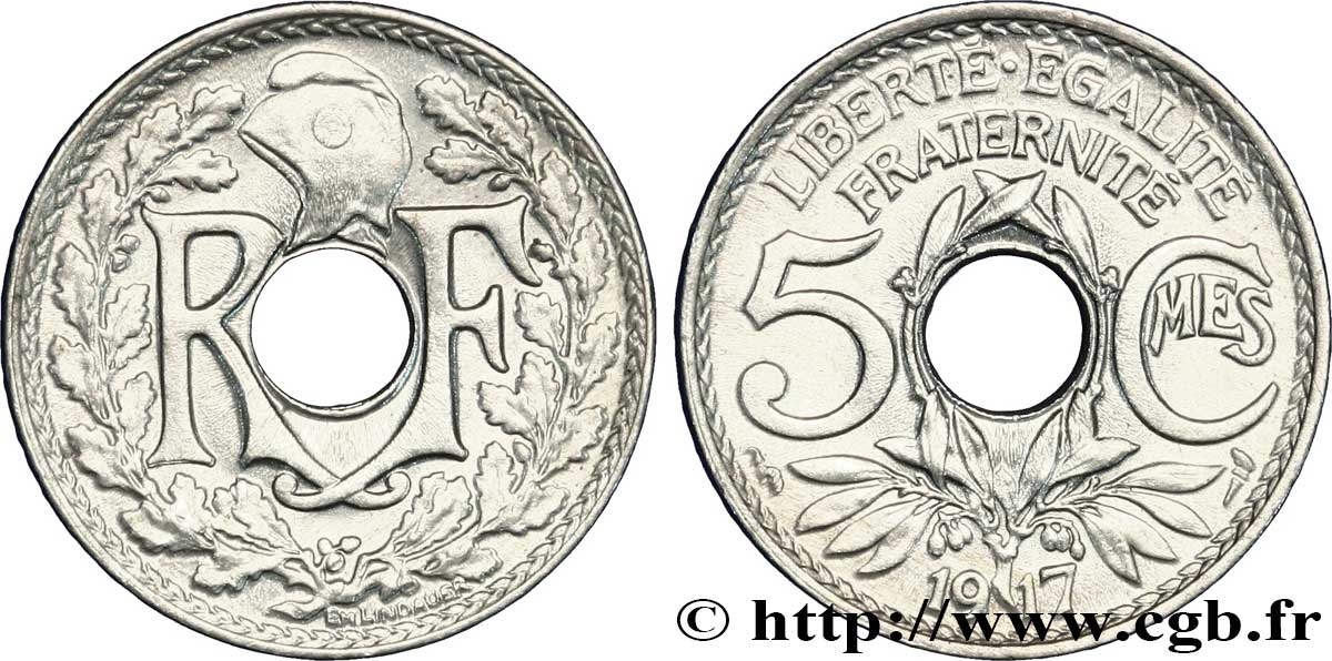 5 centimes Lindauer, grand module 1917 Paris F.121/1 SUP62 