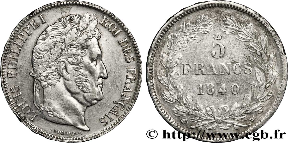 5 francs IIe type Domard 1840 Lille F.324/89 TTB52 
