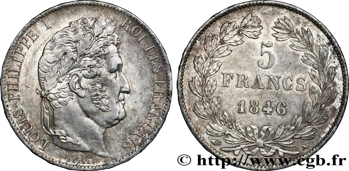 5 francs IIIe type Domard 1846 Paris F.325/10 MS62 
