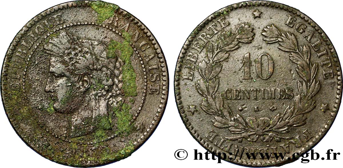 10 centimes Cérès 1875 Bordeaux F.135/15 MBC 