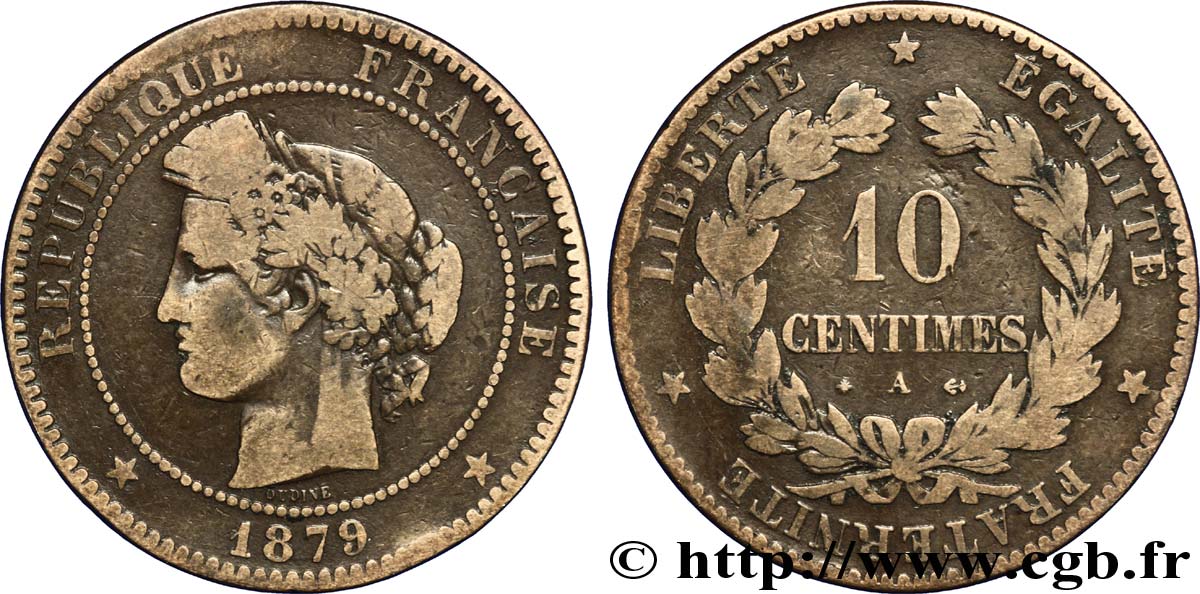 10 centimes Cérès 1879 Paris F.135/22 TB20 