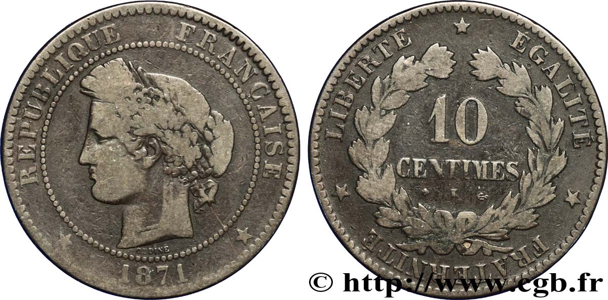 10 centimes Cérès 1871 Bordeaux F.135/7 SGE12 