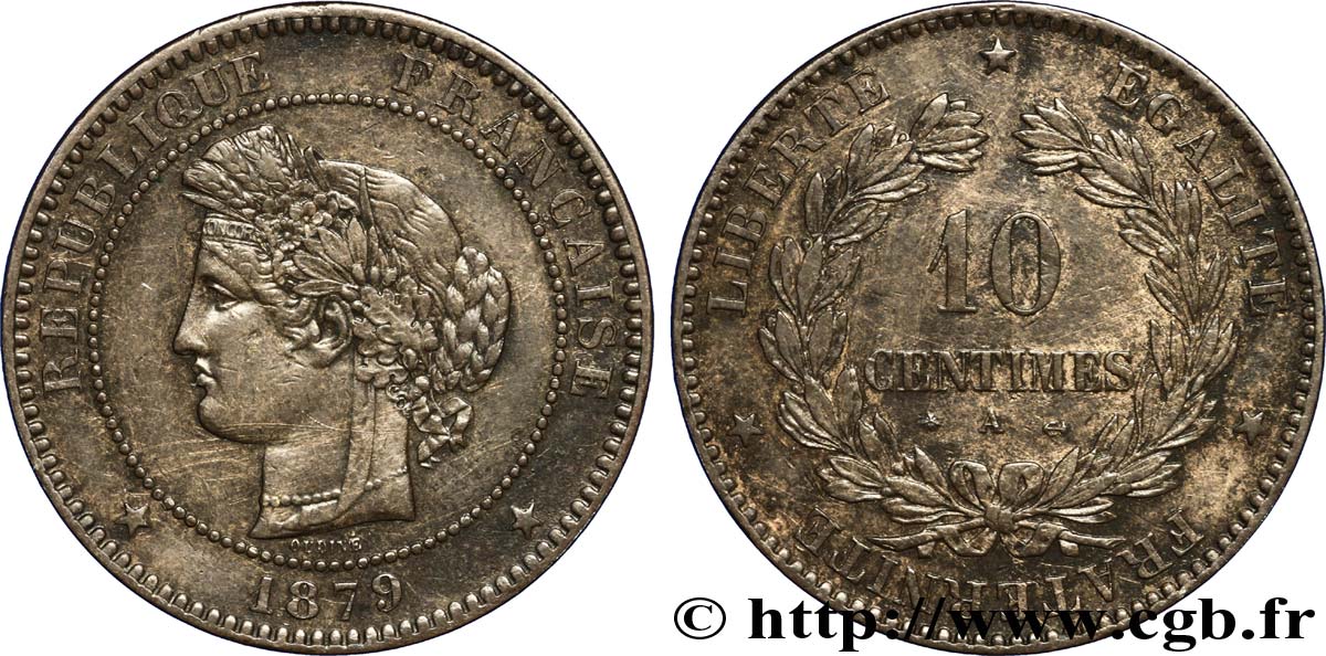 10 centimes Cérès 1879 Paris F.135/22 AU52 