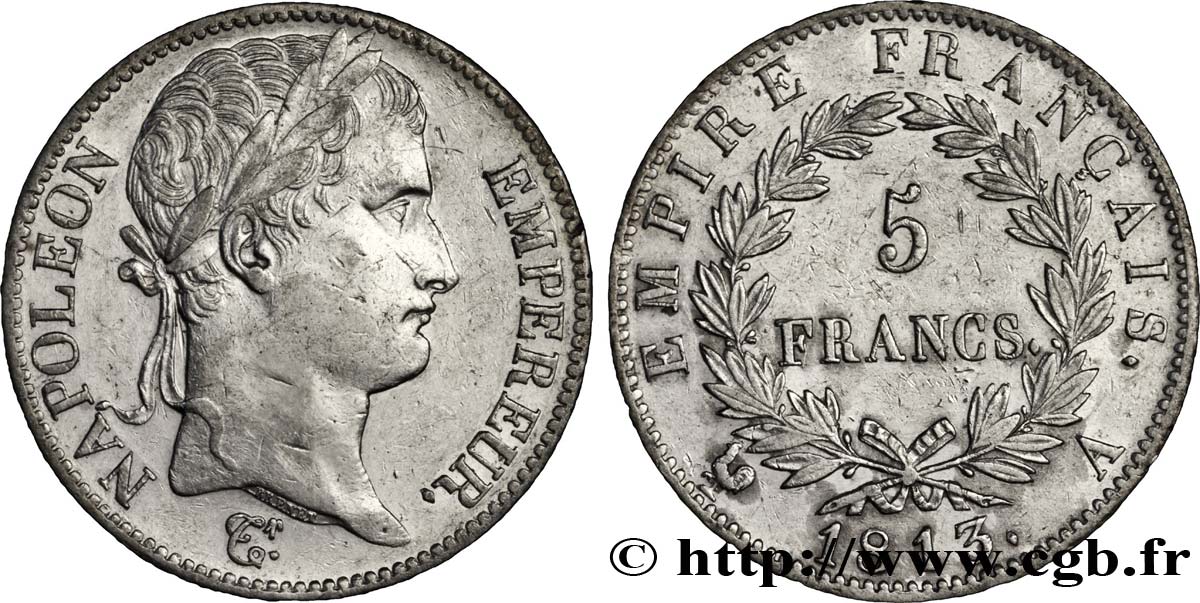 5 francs Napoléon Empereur, Empire français 1813 Paris F.307/58 SS53 