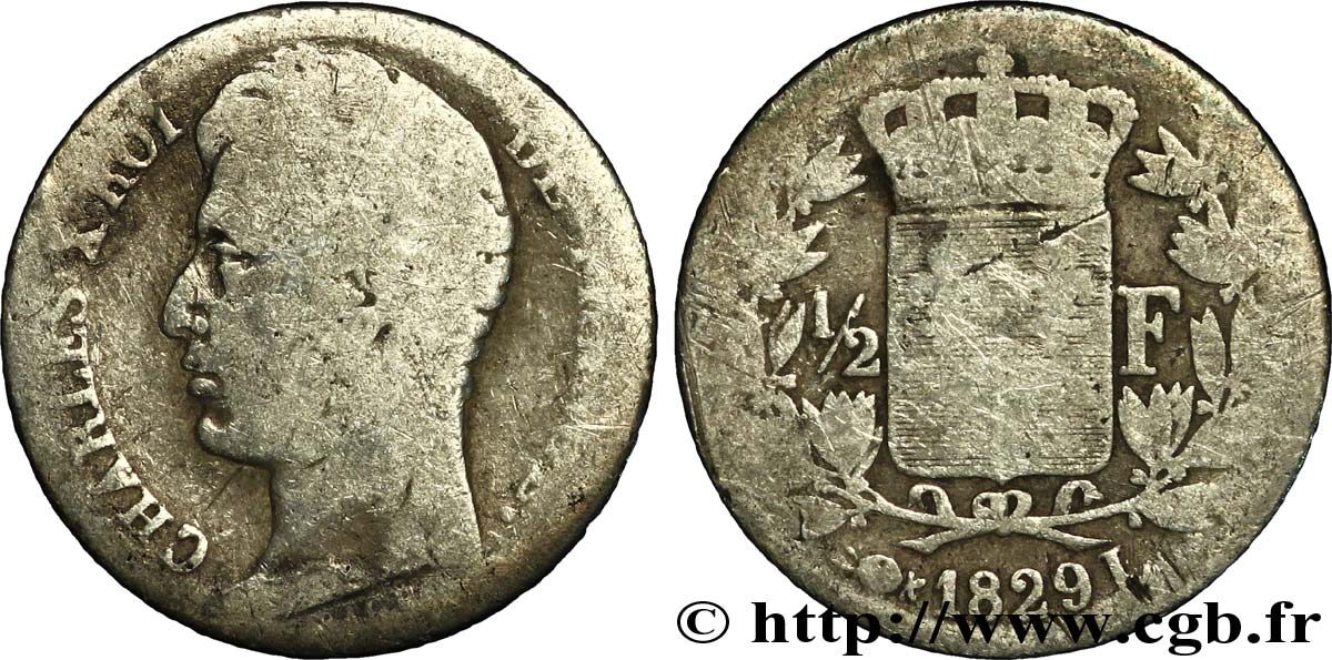 1/2 franc Charles X 1829 Bayonne F.180/44 G5 
