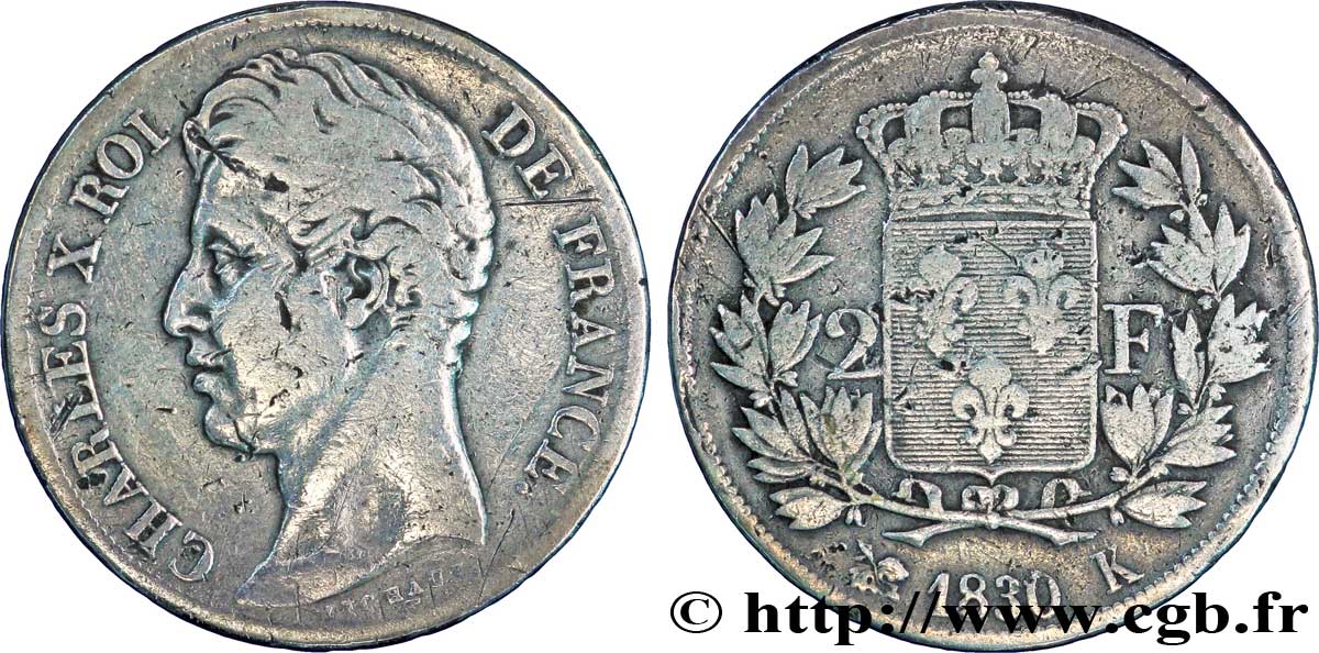 2 francs Charles X 1830 Bordeaux F.258/65 BC25 