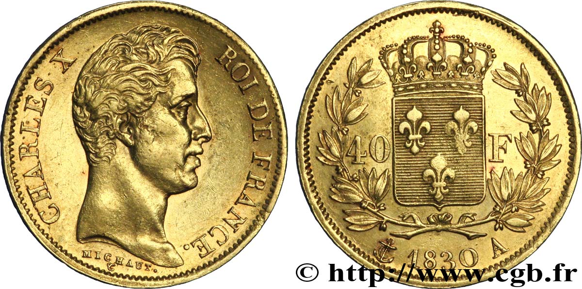 40 francs or Charles X, 2e type 1830 Paris F.544/5 TTB50 
