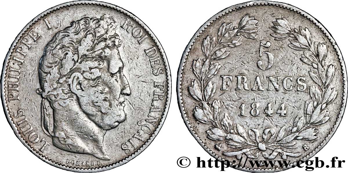 5 francs IIIe type Domard 1844 Rouen F.325/2 TB18 