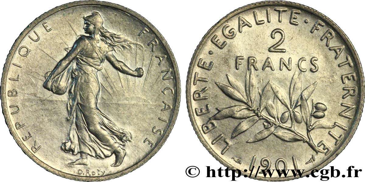 2 francs Semeuse 1901 Paris F.266/6 MBC52 