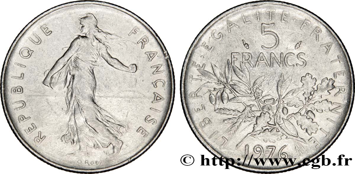 5 francs Semeuse, nickel 1976 Pessac F.341/8 SS45 