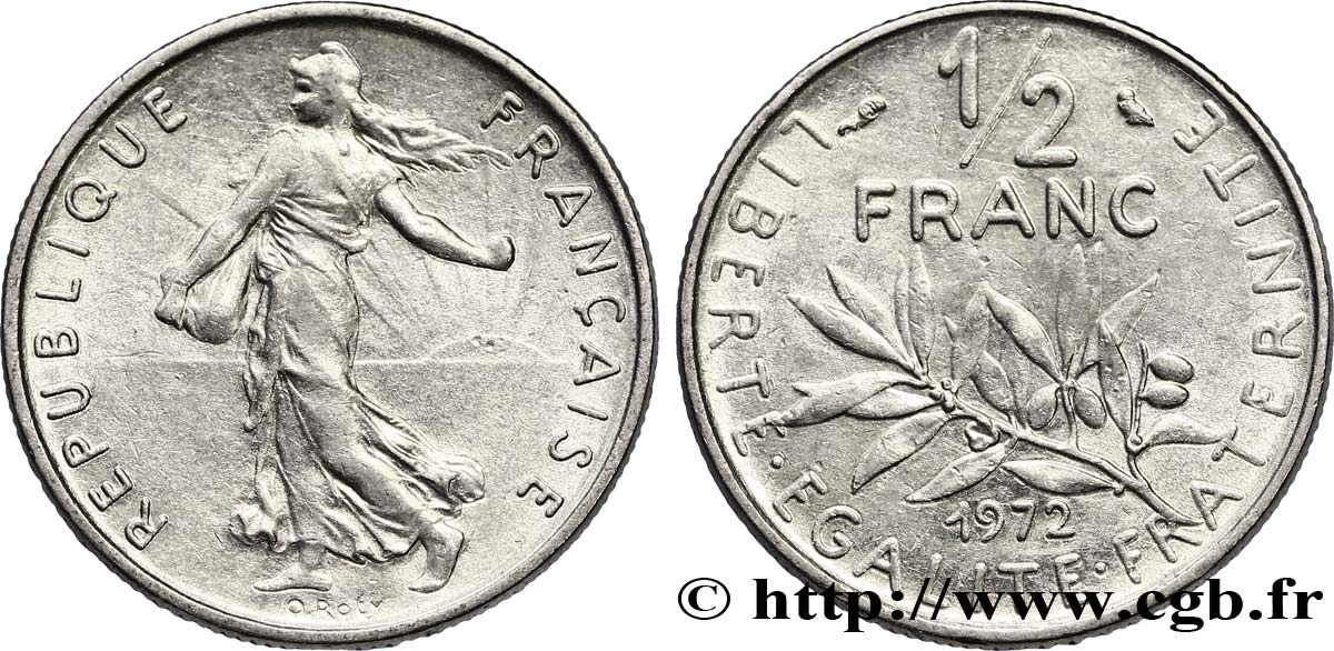 1/2 franc Semeuse 1972 Paris F.198/11 MBC45 